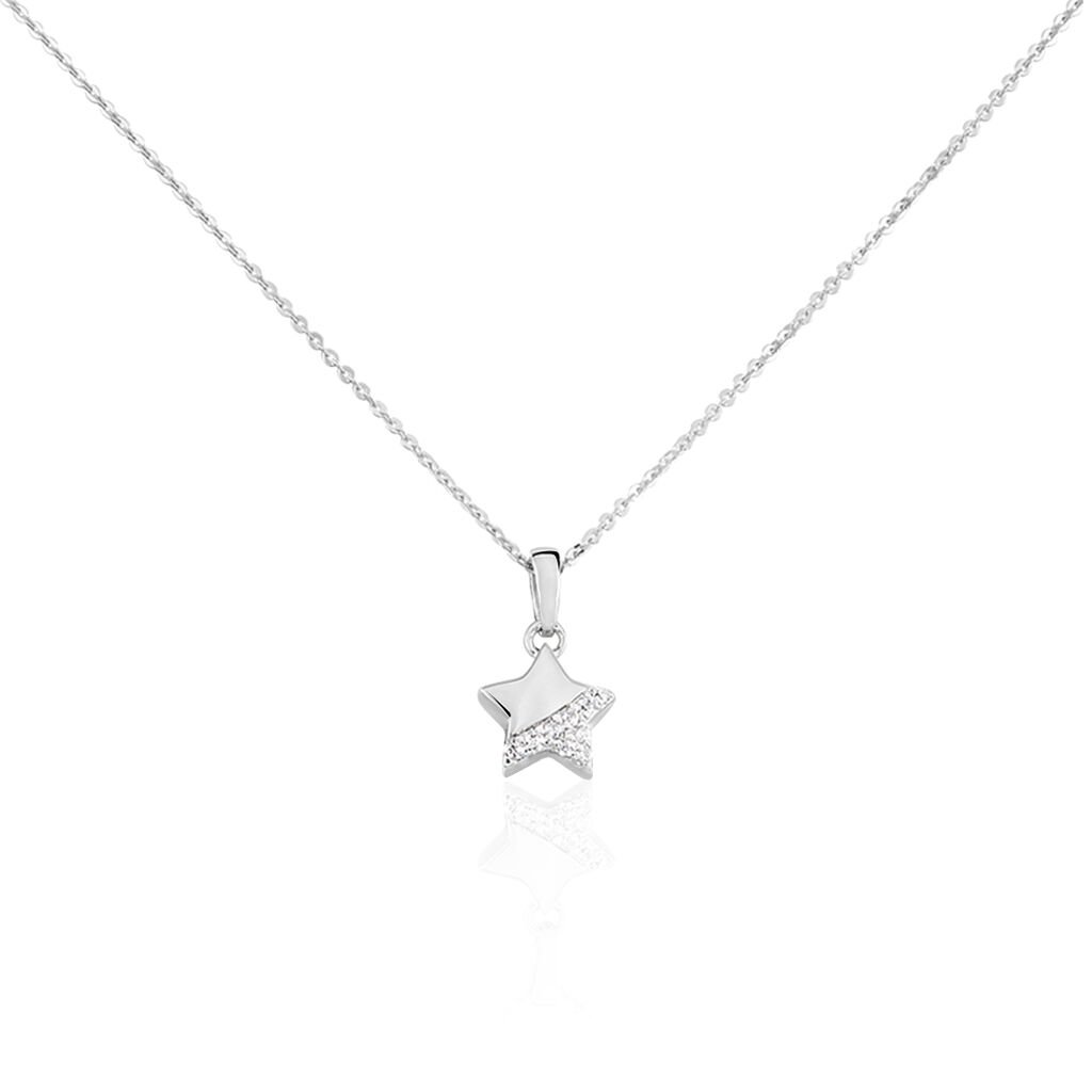 🦚 Kinder Halskette Silber 925 Zirkonia Stern, Collier mit Stein