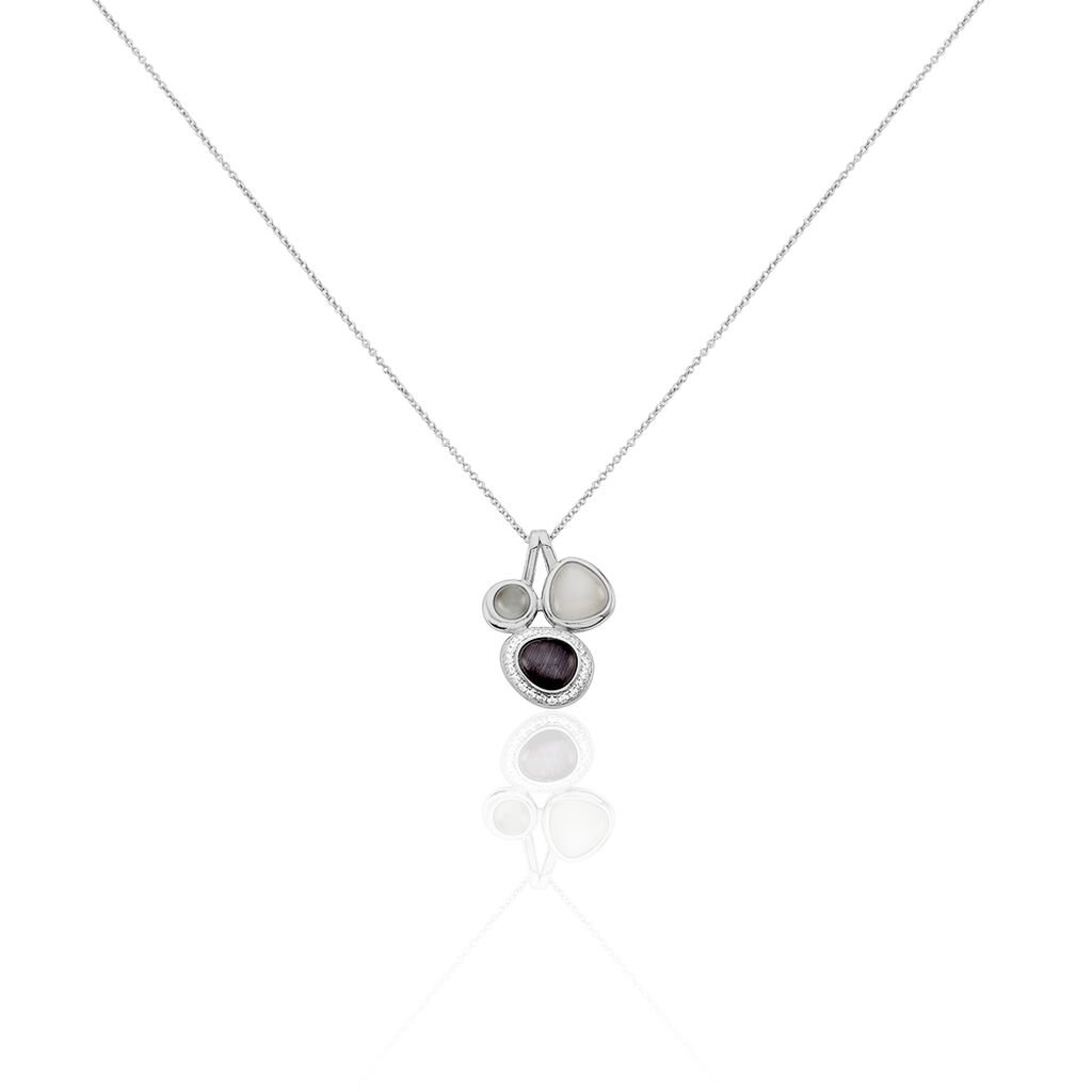 🦚 Damen Halskette Silber 925 Zirkonia Glassteine, Collier mit Stein