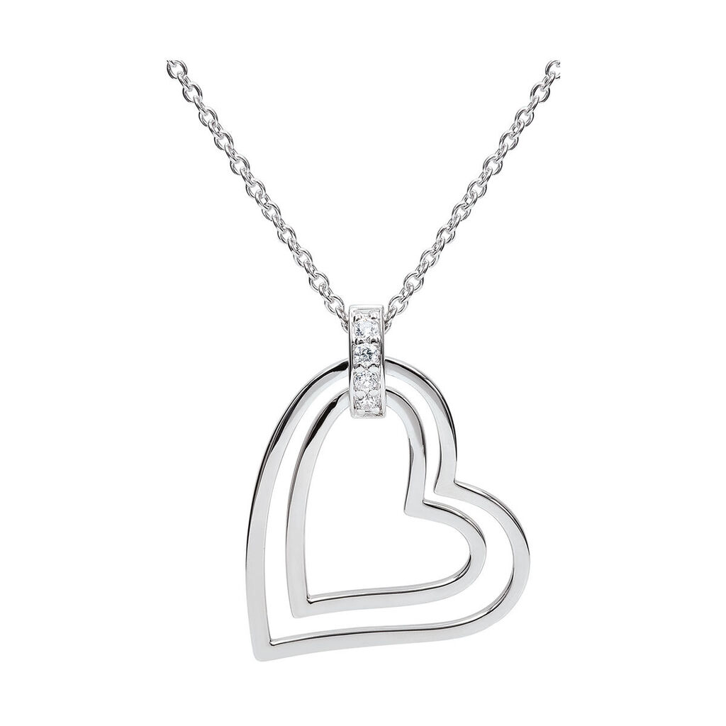 🦚 Damen Halskette Silber 925 Zirkonia Herz, Collier mit Stein