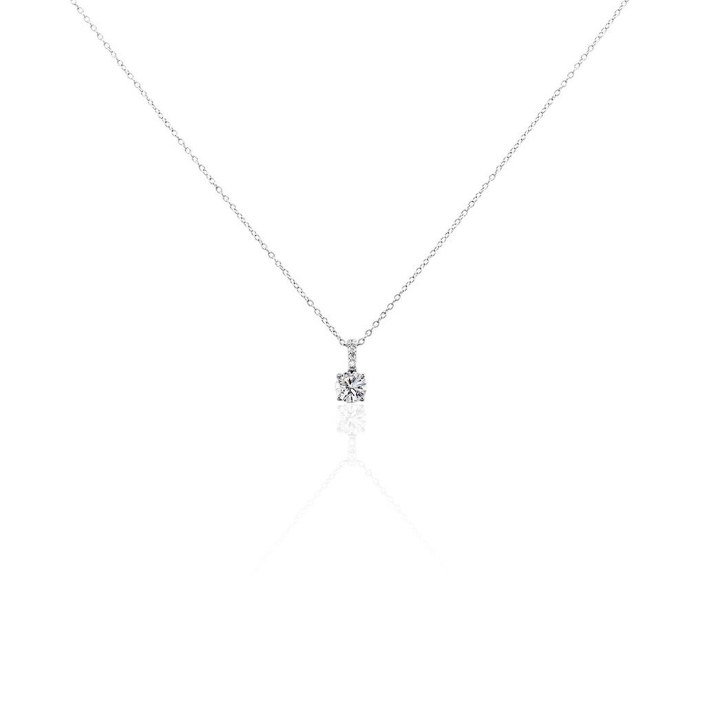 🦚 Damen Collier Silber 925 Zirkonia Paulina 1,15mm, Collier mit Stein