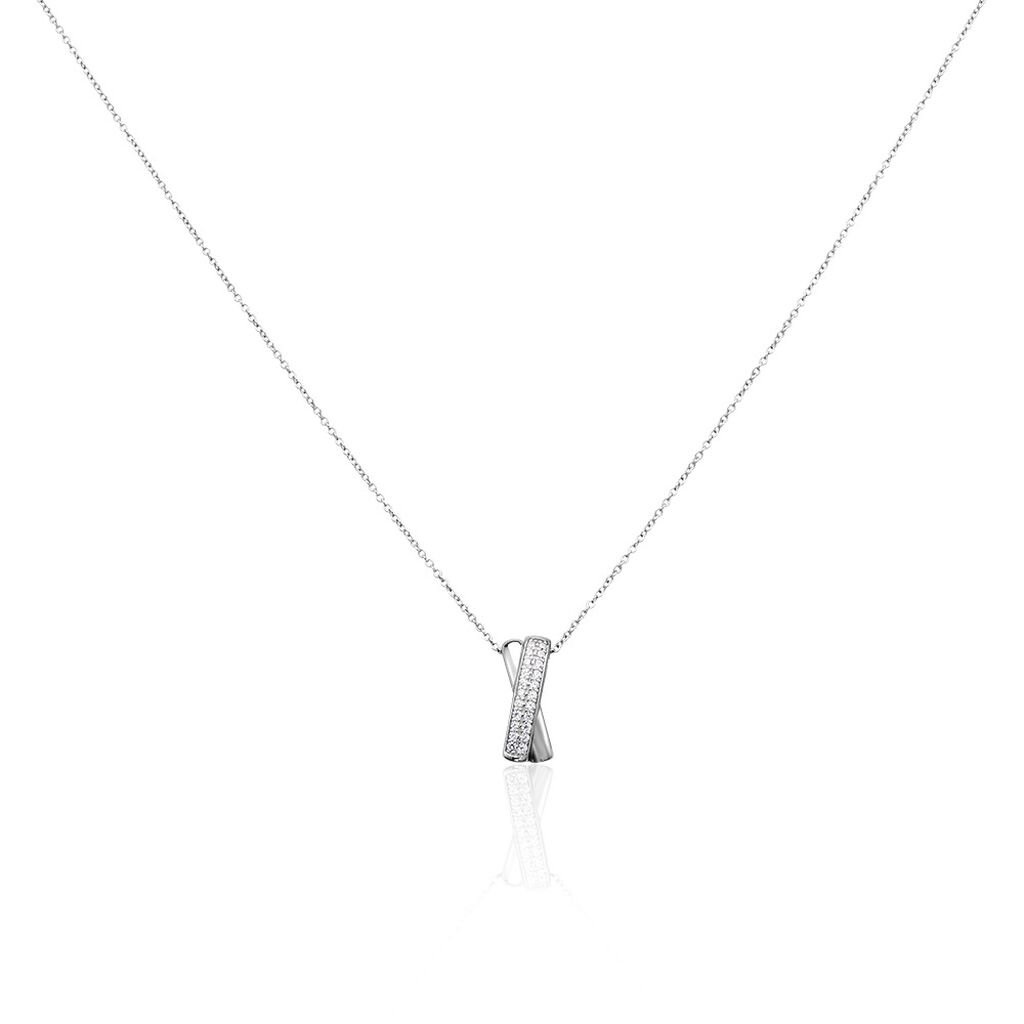 🦚 Damen Collier Silber 925 Zirkonia Sveta 1,00mm, Collier mit Stein
