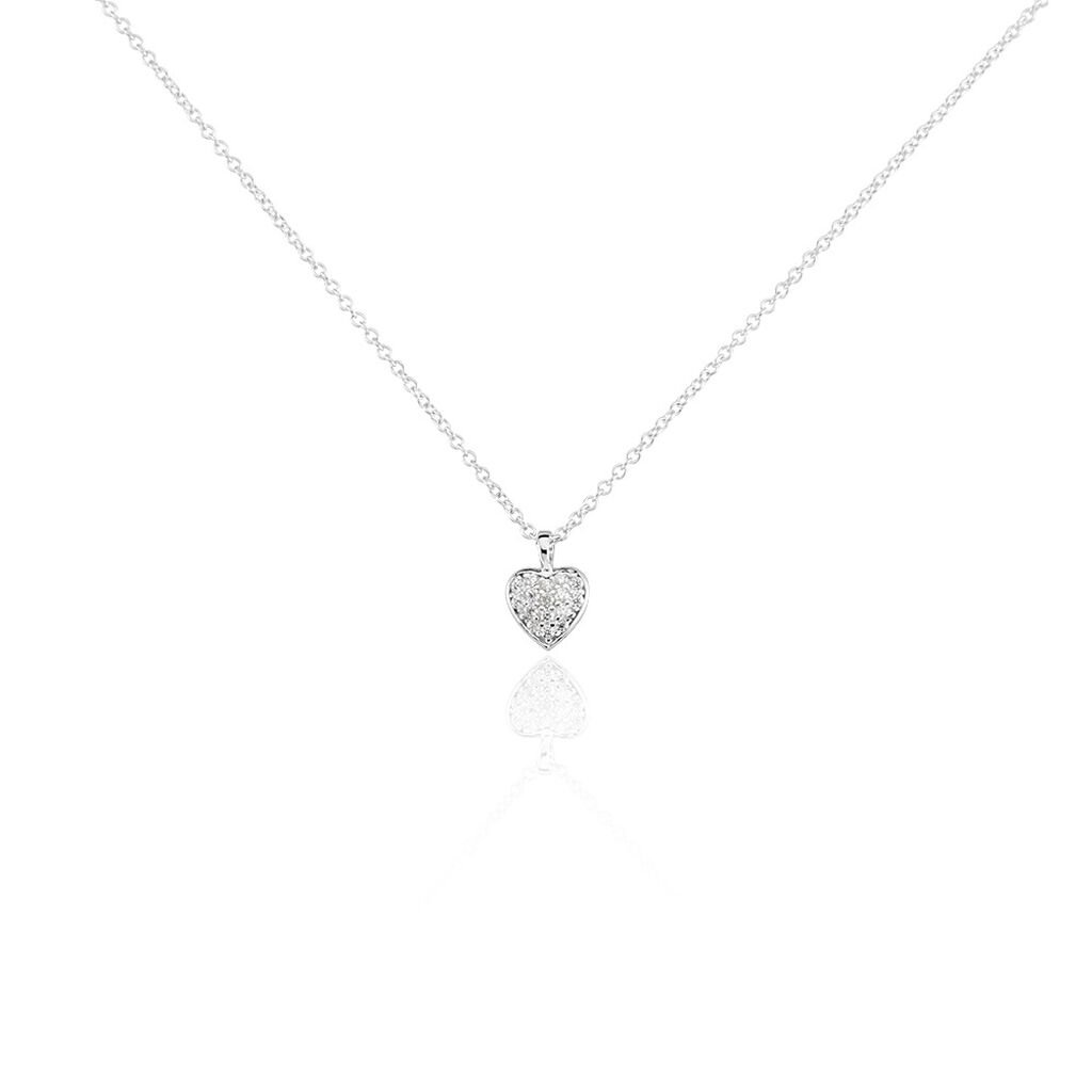 🦚 Damen Collier Silber 925 Zirkonia Herz 1,40mm, Collier mit Stein