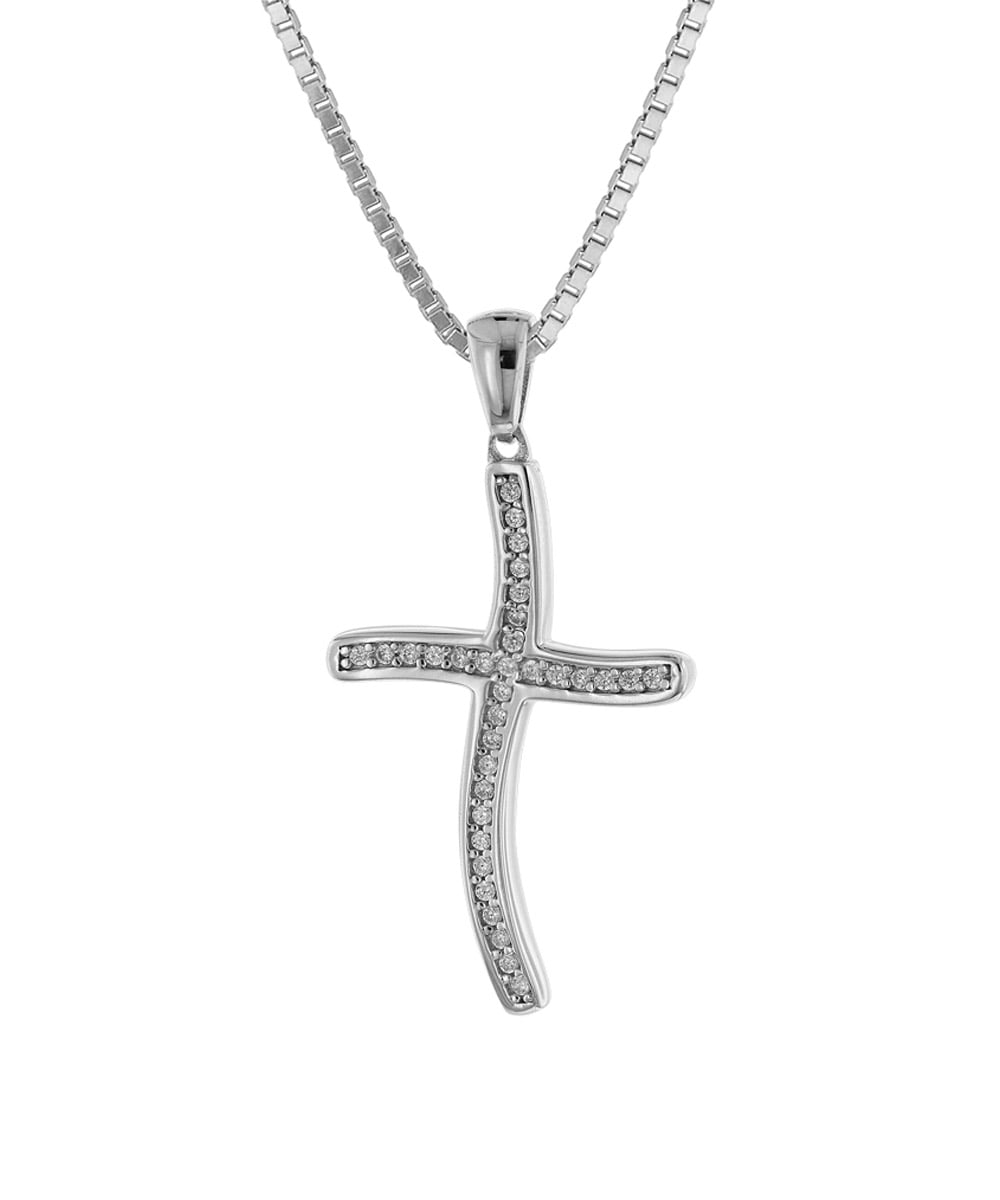 trendor 75599 Kreuz-Anhänger 20 mm mit Halskette für Frauen Silber 925