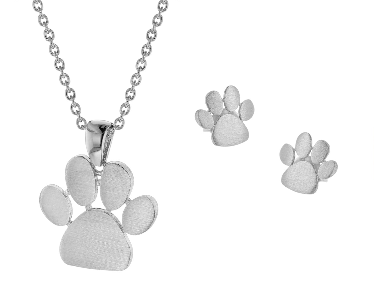 trendor 75571 Schmuck-Set Halskette + Ohrringe Pfote Silber 925