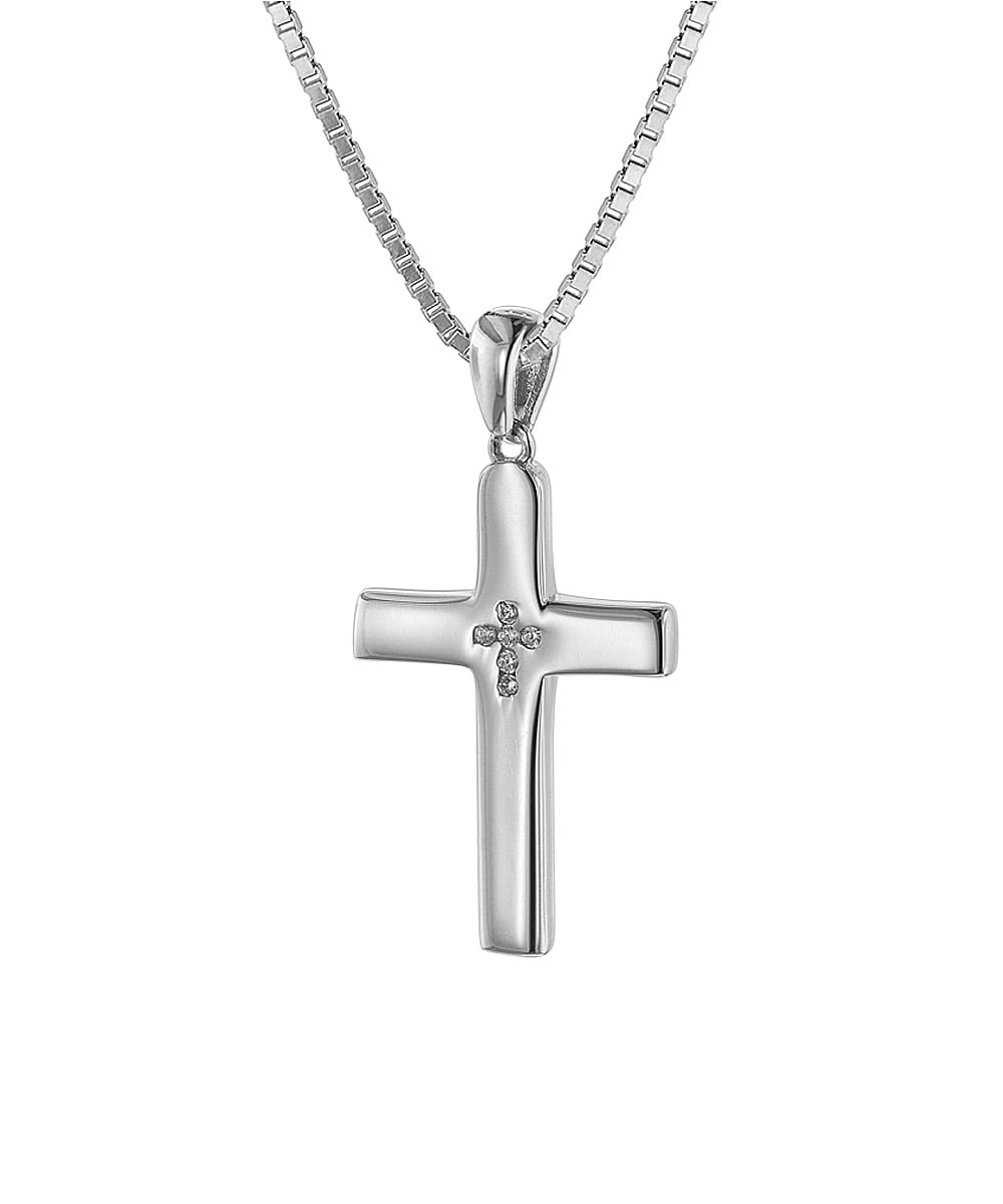 trendor 75600 Kreuz mit Zirkonia 25 mm mit Halskette Silber 925
