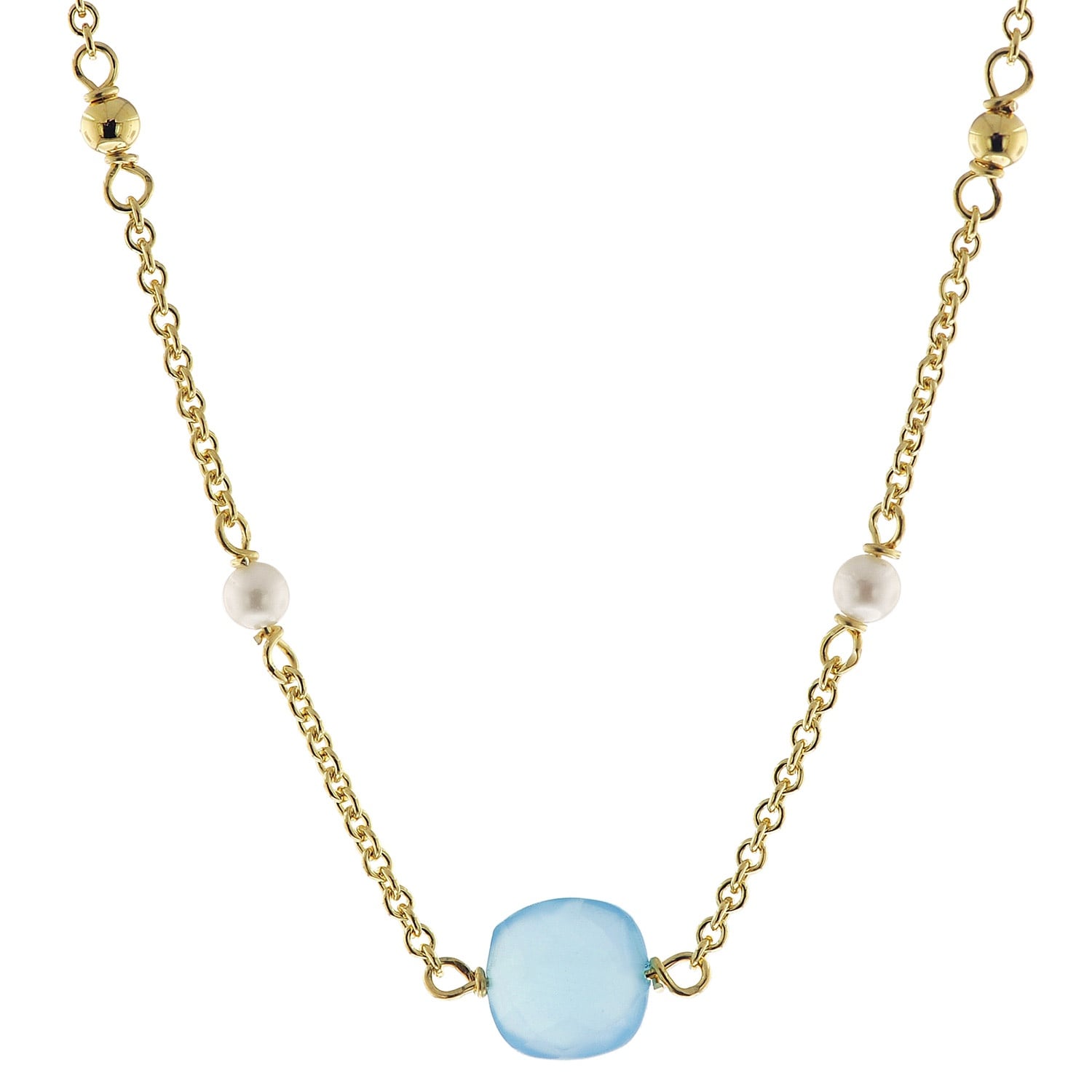 trendor 51190 Damen-Halskette Gold auf Silber 925 Collier mit Chalcedon