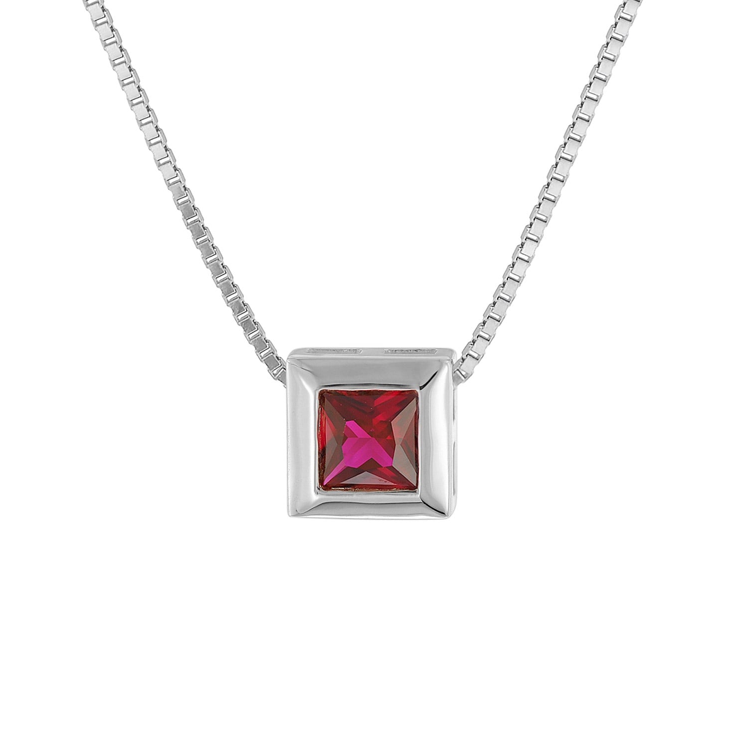 trendor 51655-07 Damen-Halskette 925 Silber mit Anhänger synth. Granat