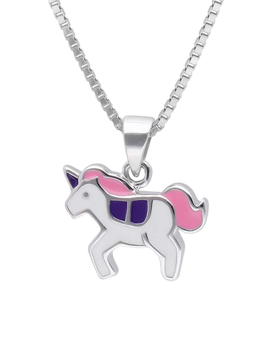 trendor 41684 Mädchen-Halskette Einhorn 925 Silber Collier