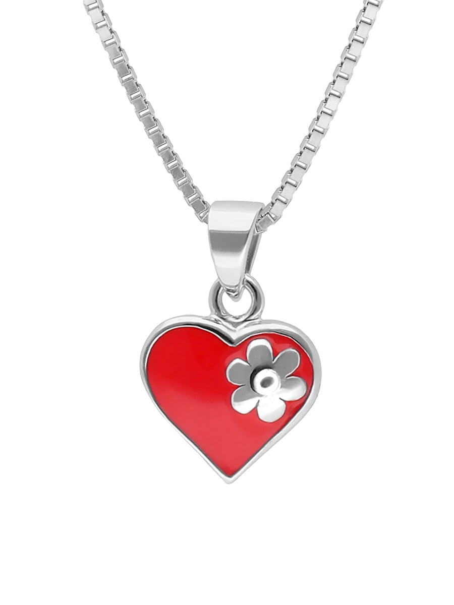 trendor 41680 Mädchen-Halskette Silber 925 Collier mit Herz-Anhänger