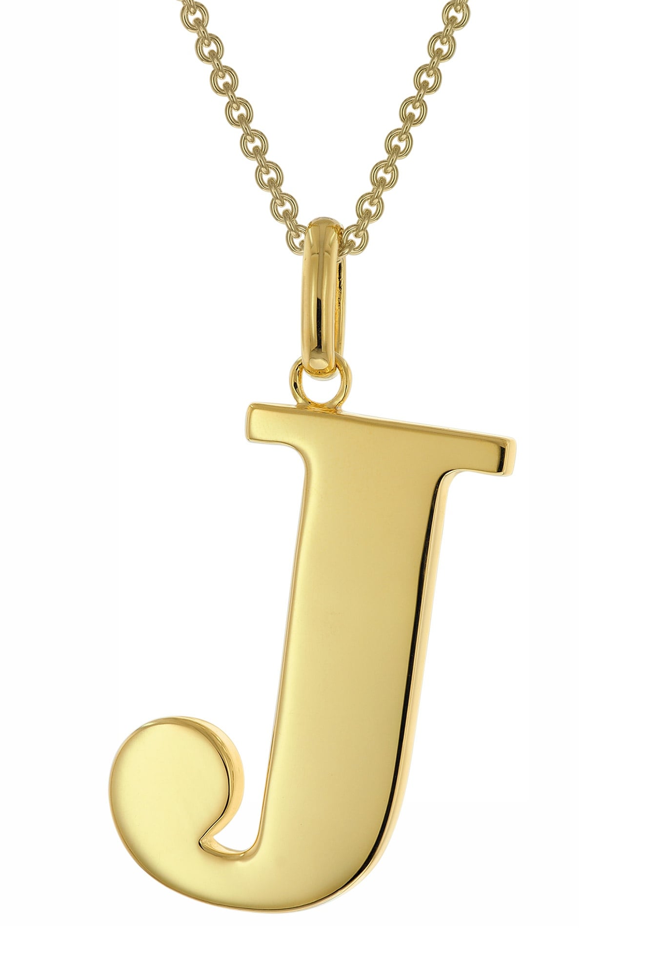 trendor 41790-J Damen-Kette mit Großem Buchstaben J 925 Silber mit Goldauflage