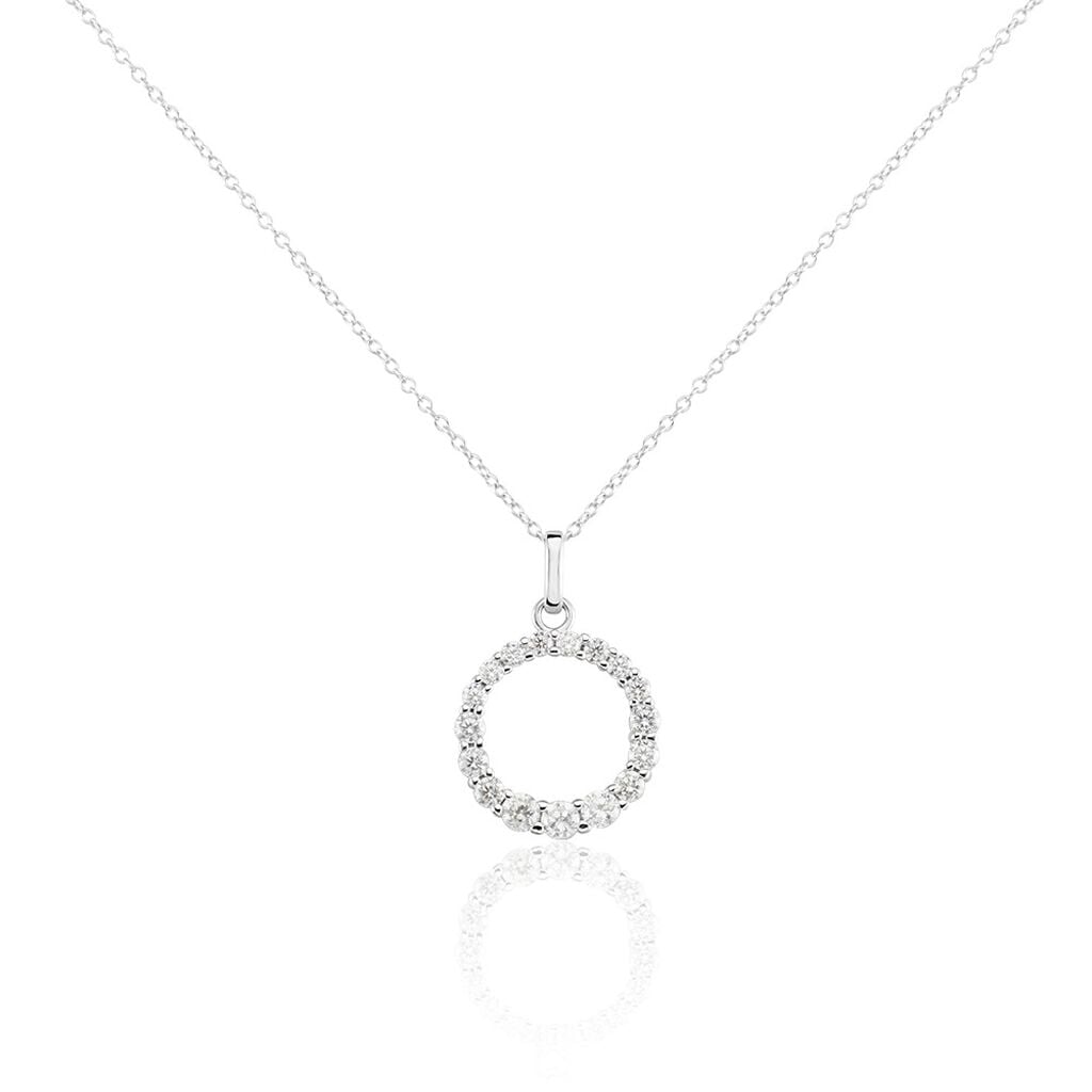 🦚 Damen Collier Silber 925 Zirkonia Kreis 1,00mm, Collier mit Stein
