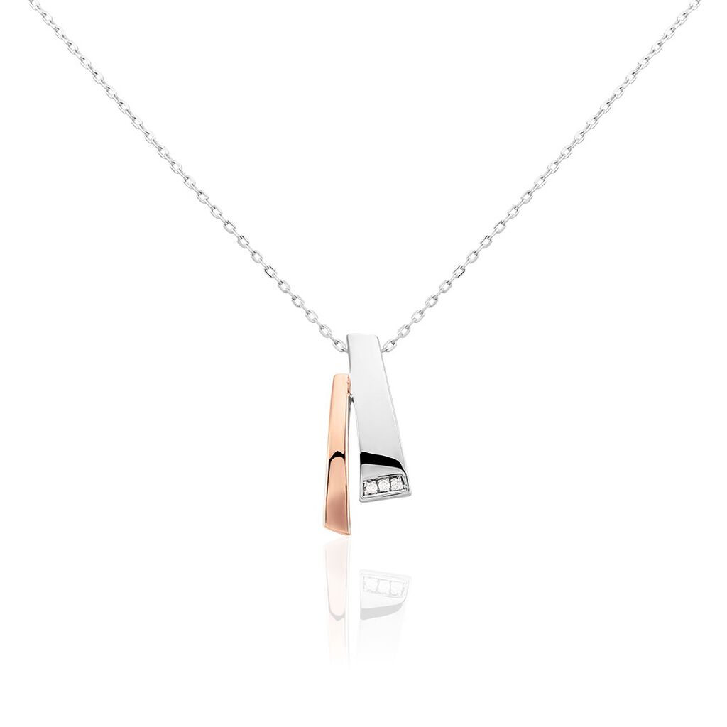 🦚 Damen Collier Silber Bicolor Silber/Roségold 925 Zirkonia Ginna, Collier mit Stein
