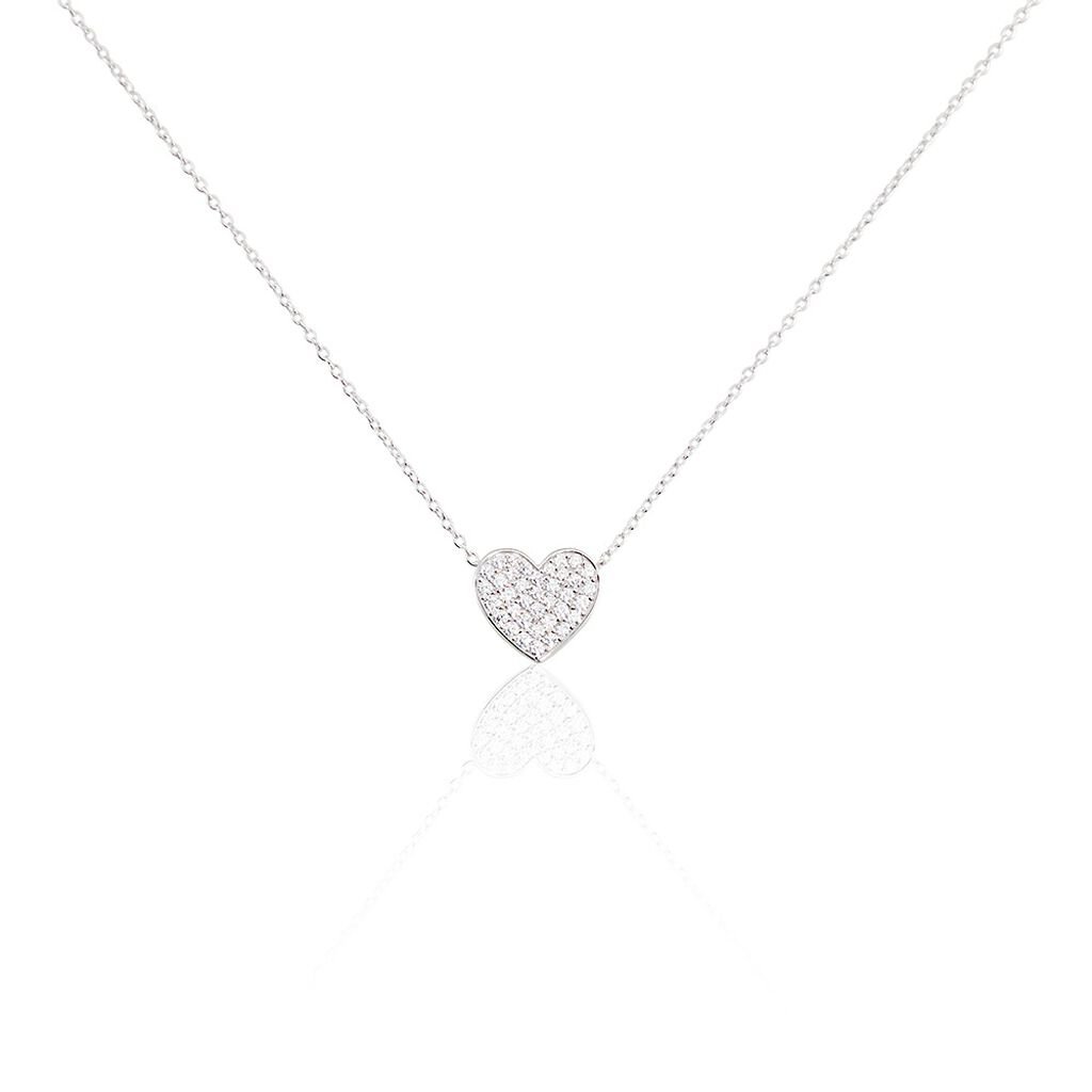 🦚 Damen Collier Silber 925 Zirkonia Herz Alyssja Herz 8 1,20mm, Collier mit Stein