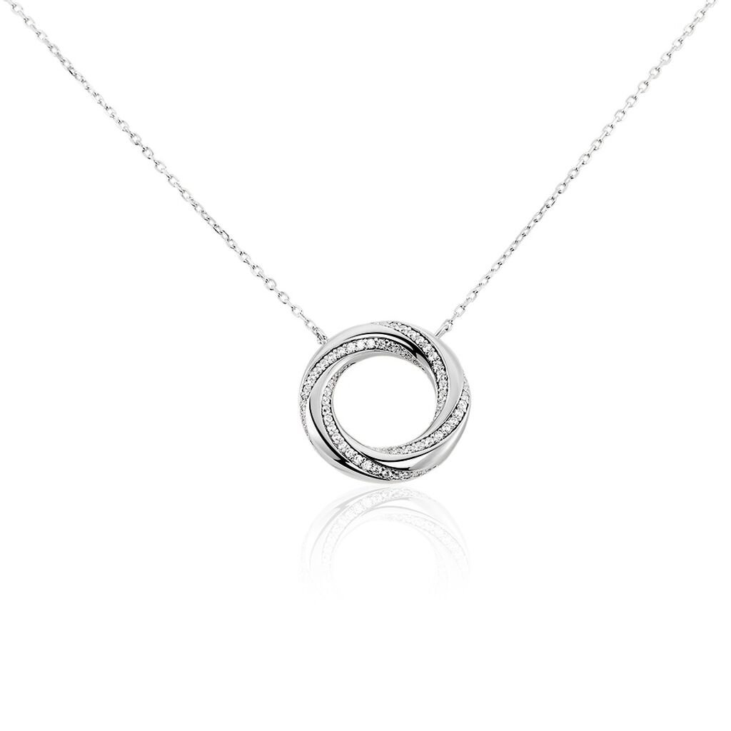 🦚 Damen Collier Silber Silber 925 Zirkonia Demi, Collier mit Stein
