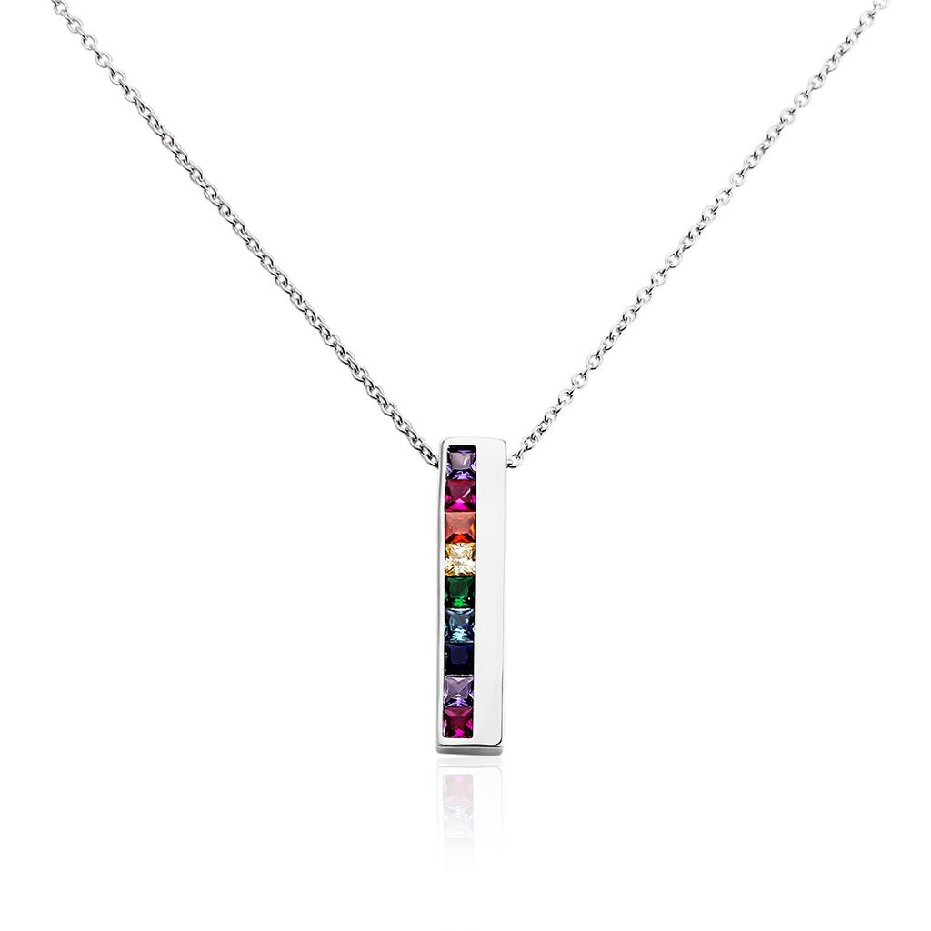 🦚 Damen Collier Silber Silber 925 Zirkonia Violett Barren Tru, Collier mit Stein