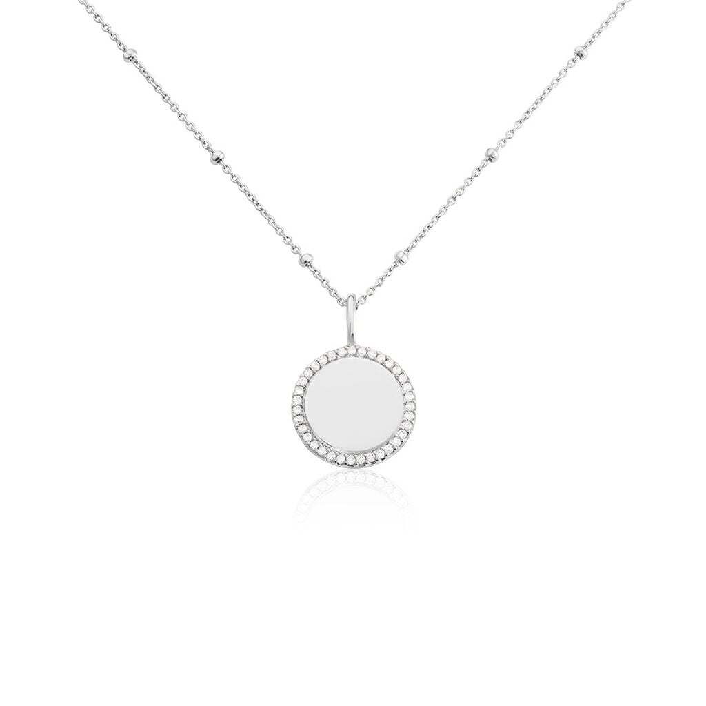 🦚 Damen Collier Silber 925 Zirkonia Kreis Scottie, Collier mit Stein