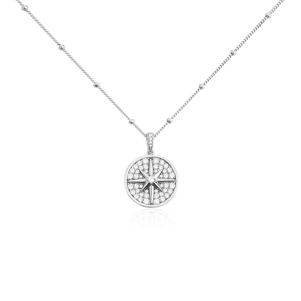 🦚 Damen Collier Silber 925 Zirkonia Kreis Layne, Collier mit Stein