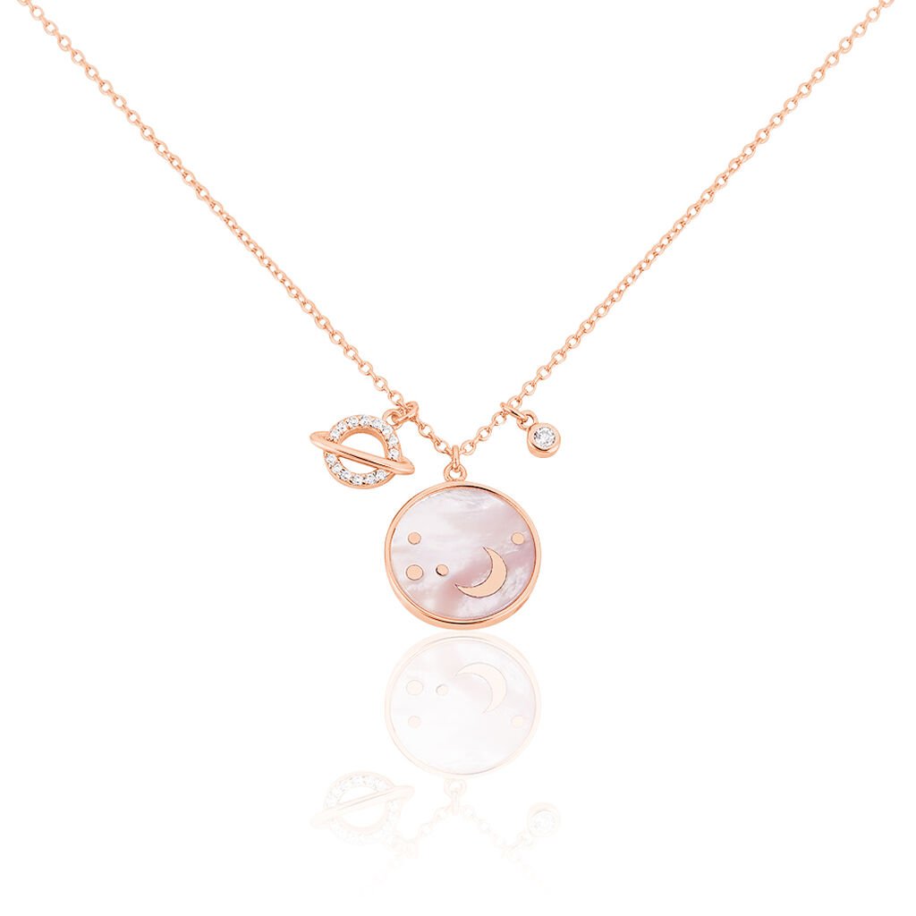 🦚 Damen Halskette Silber 925 Rosé Vergoldet, Collier mit Stein