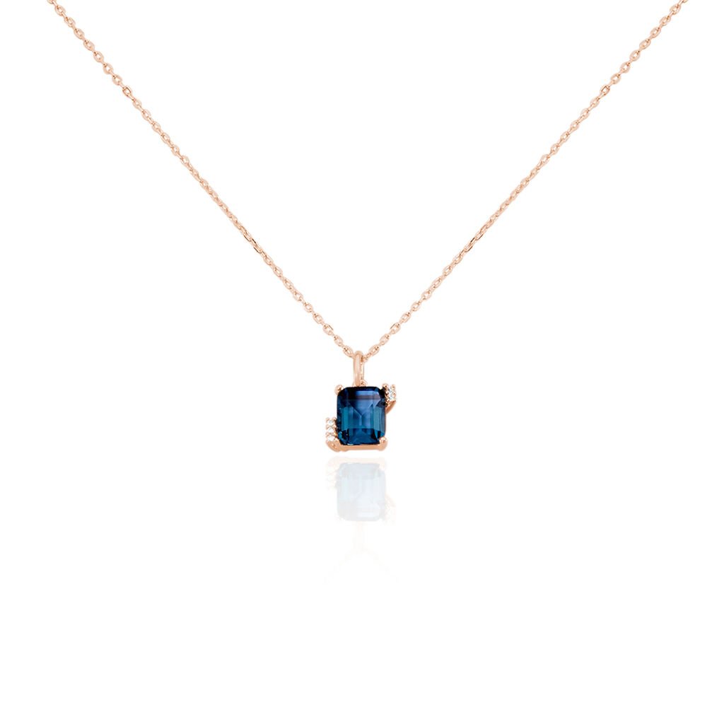 🦚 Damen Halskette Silber 925 Rosé Vergoldet, Collier mit Stein