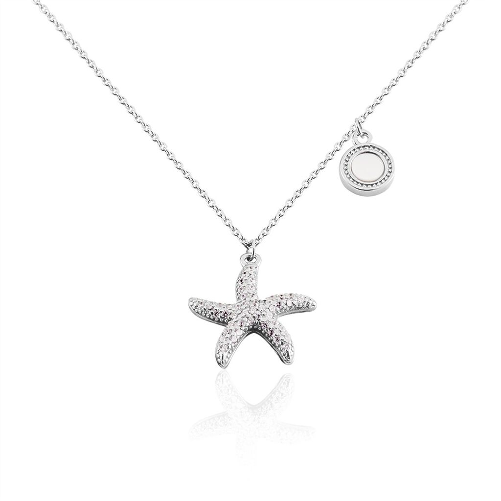 🦚 Damen Halskette Silber 925 Zirkonia Seestern, Collier mit Stein