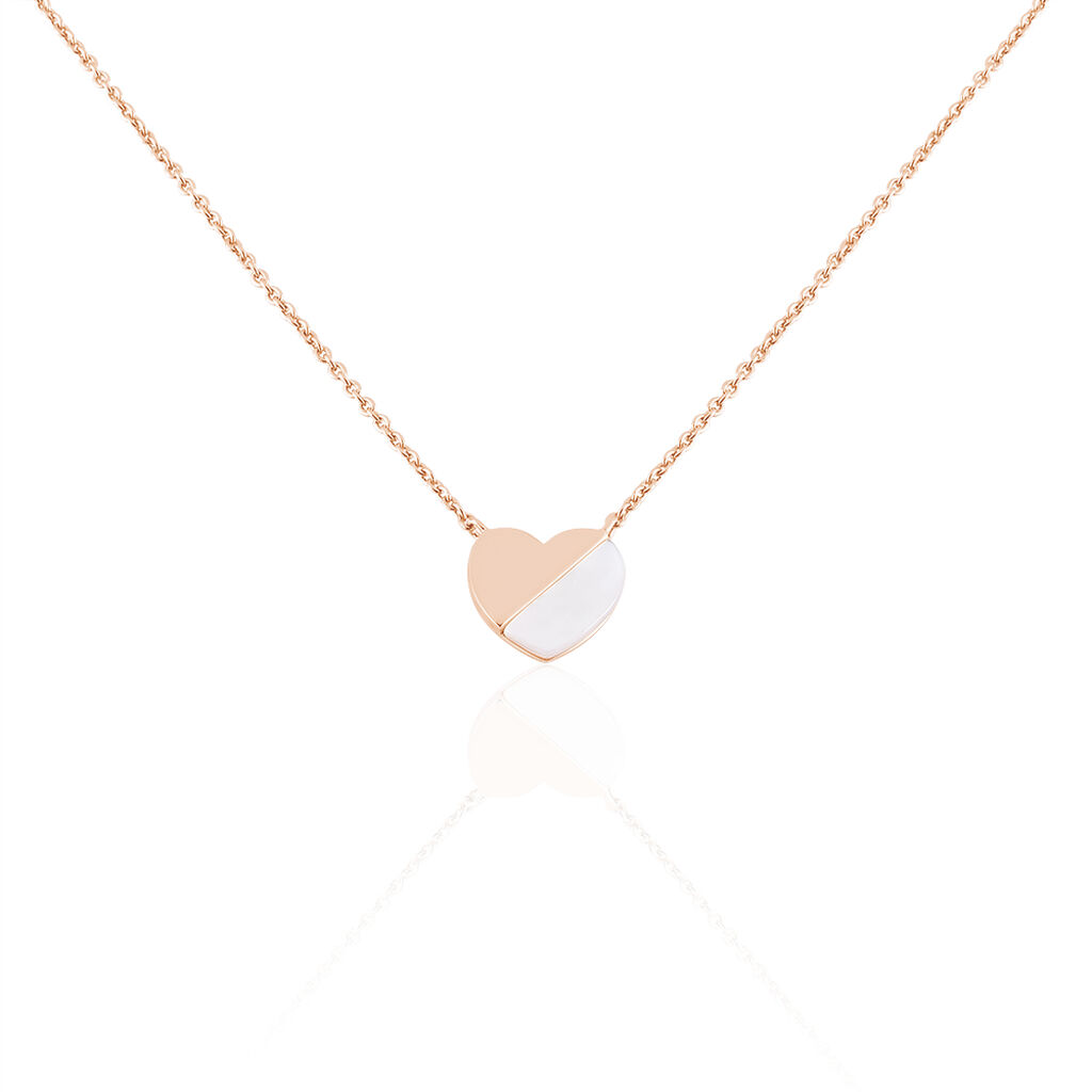 🦚 Damen Halskette Silber 925 Rosé Vergoldet Herz, Collier mit Stein