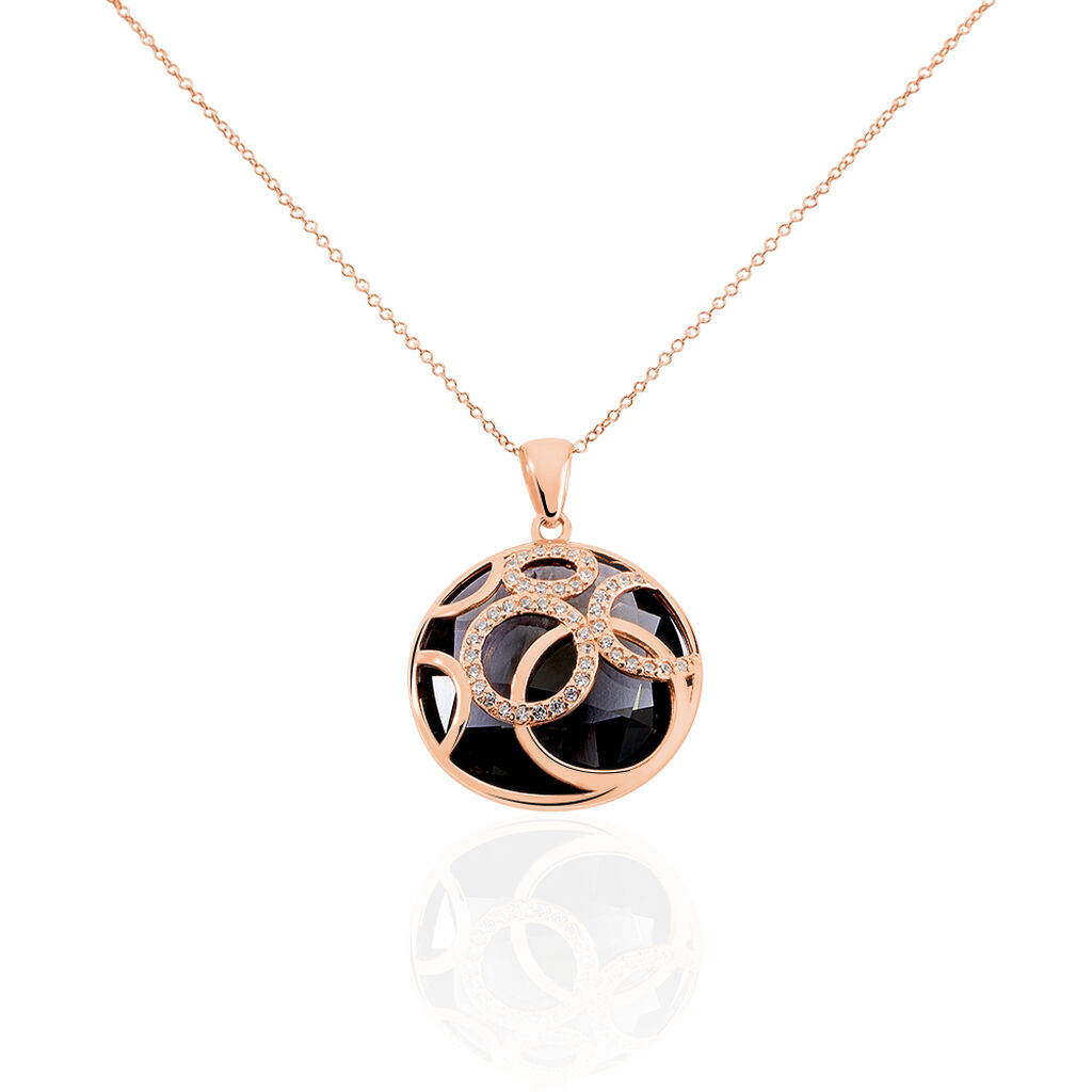 🦚 Damen Halskette Silber 925 Rosé Vergoldet, Collier mit Stein