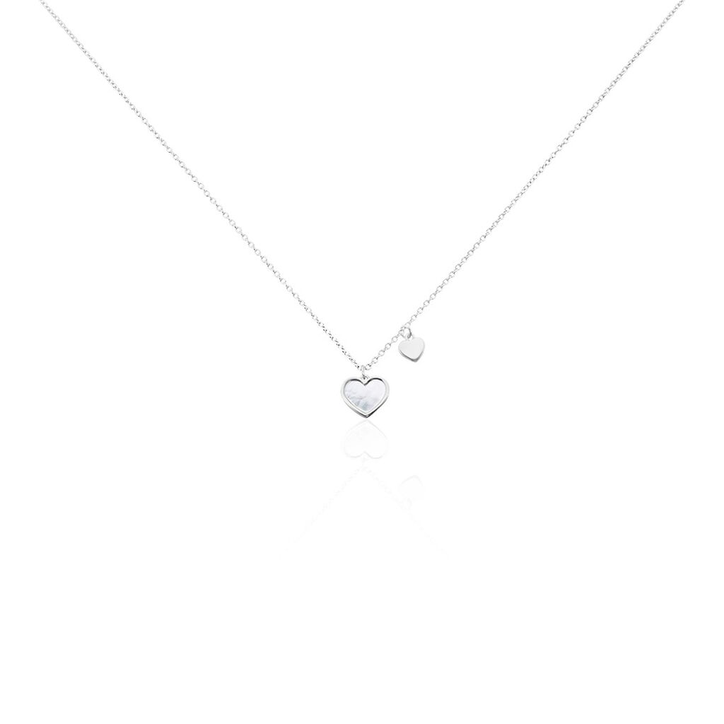 🦚 Damen Halskette Silber 925 Perlmutt, Collier mit Stein