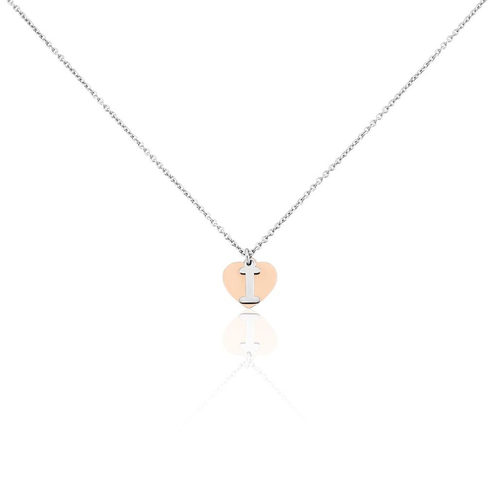 🦚 Damen Halskette Silber 925 Bicolor Buchstabe I, Collier ohne Stein