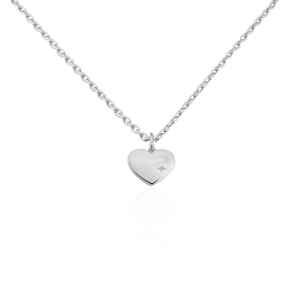 🦚 Damen Halskette Silber 925 Gravur Herz, Collier ohne Stein