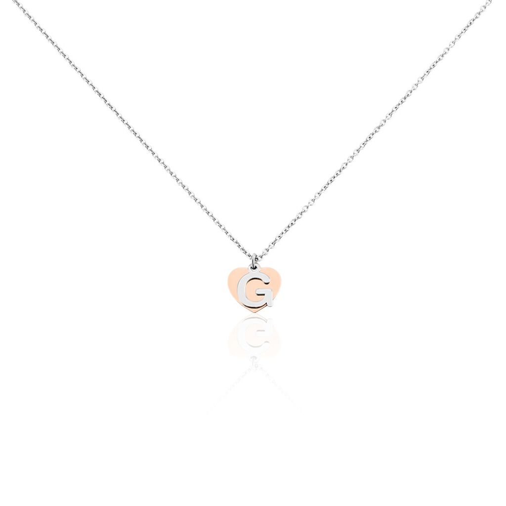 🦚 Damen Halskette Silber 925 Bicolor Buchstabe G, Collier ohne Stein