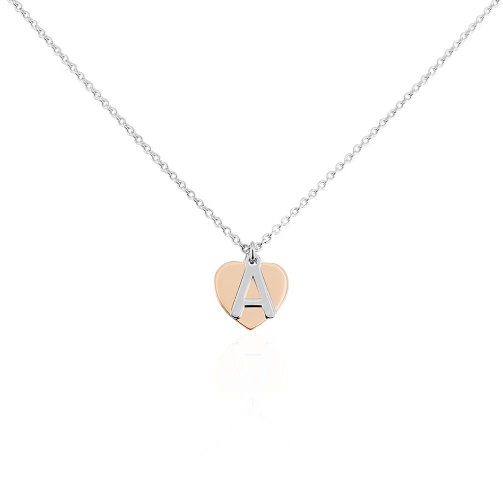 🦚 Damen Halskette Silber 925 Bicolor Buchstabe A, Collier ohne Stein