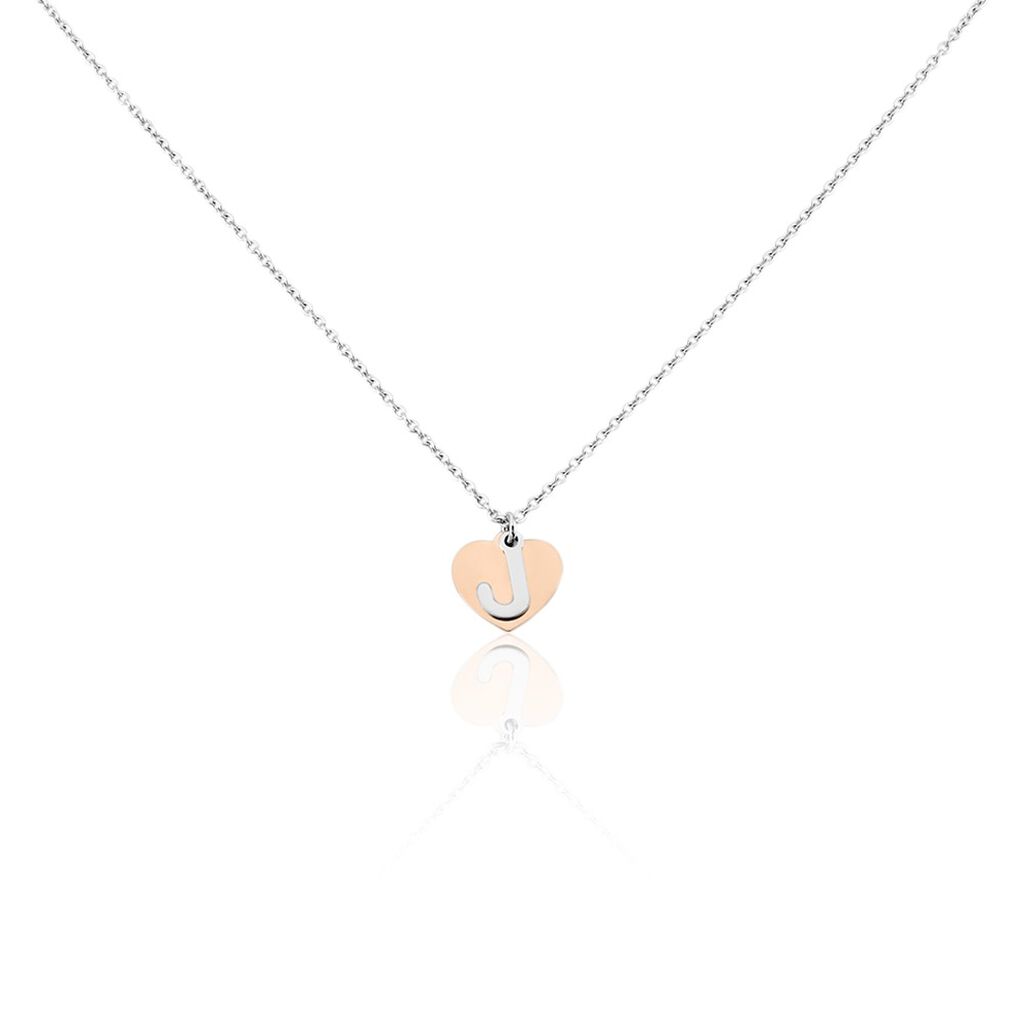 🦚 Damen Halskette Silber 925 Bicolor Buchstabe J, Collier ohne Stein