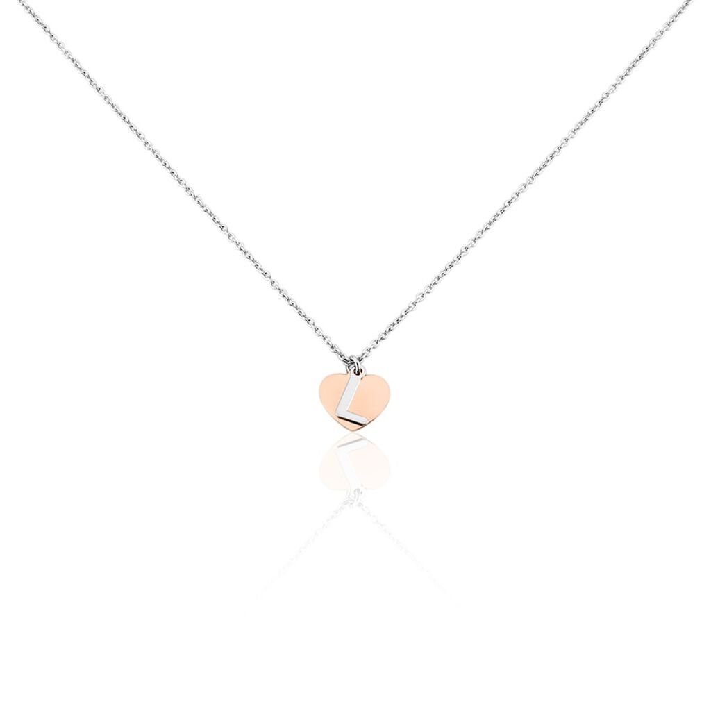 🦚 Damen Halskette Silber 925 Bicolor Buchstabe L, Collier ohne Stein