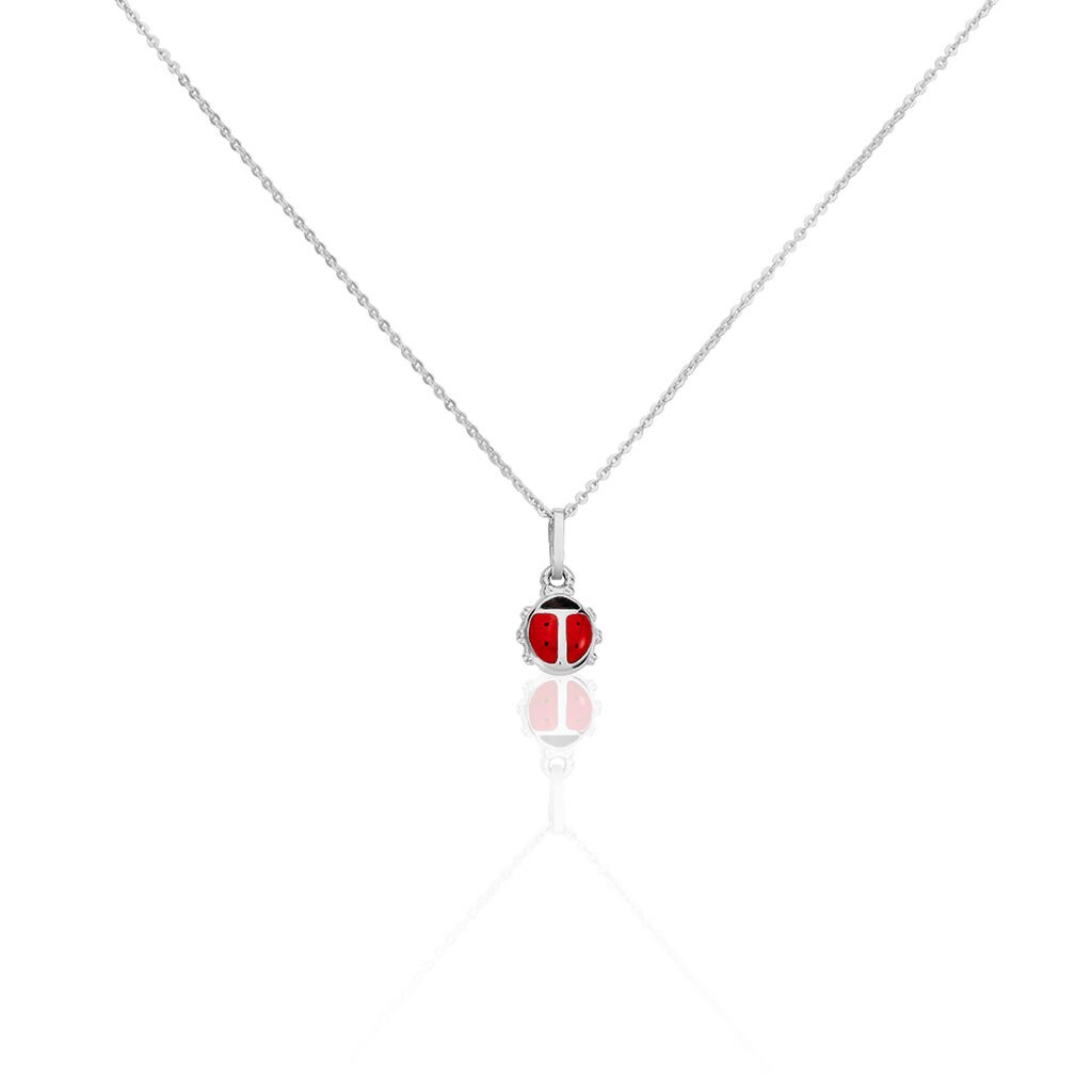 🦚 Kinder Halskette Silber 925 Marienkäfer, Collier ohne Stein