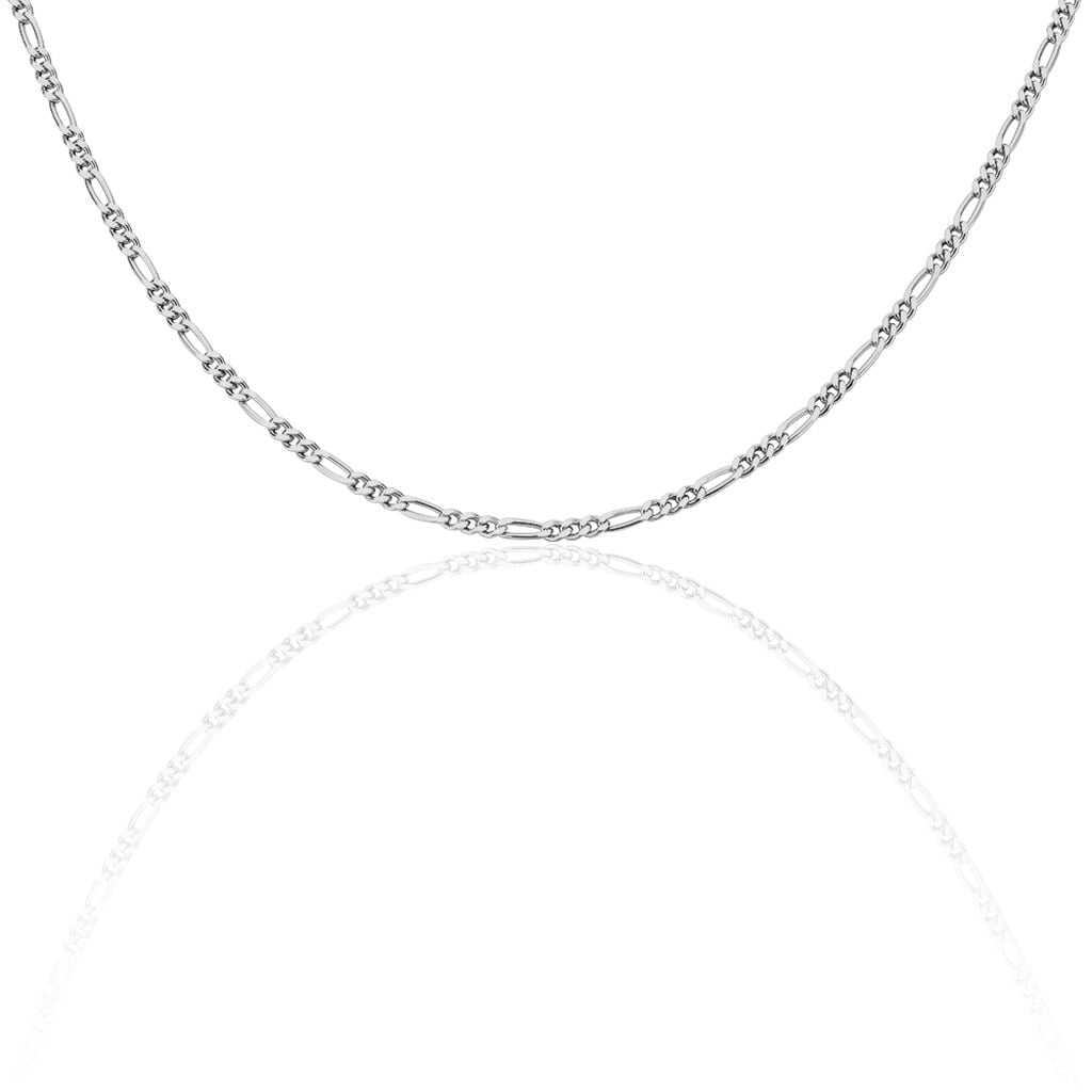 🦚 Damen Figarokette Silber 925 Diamantiert , Kette ohne Stein