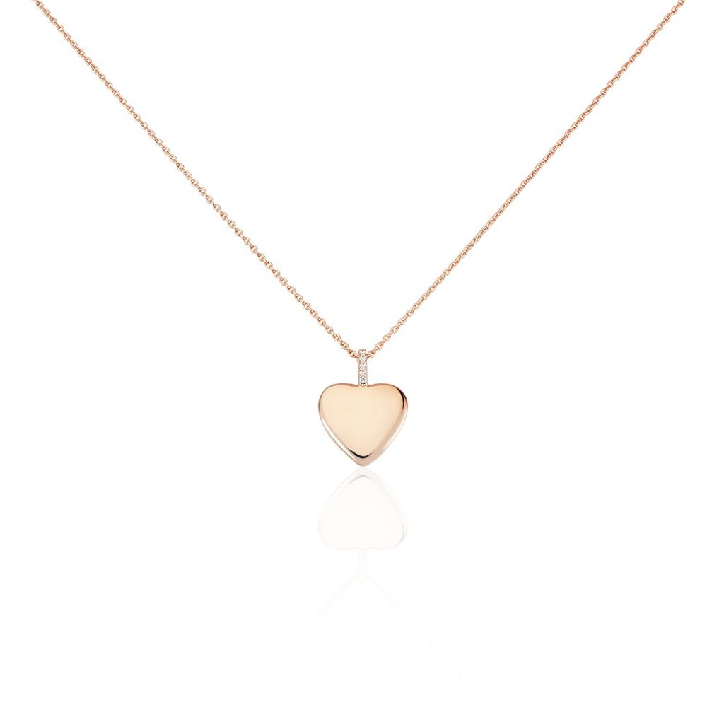 🦚 Damen Halskette Silber 925 Rosé Vergoldet Herz, Collier mit Stein