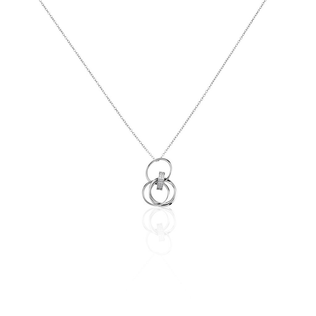 🦚 Damen Collier Silber 925 Zirkonia Kreis Nicole 1,15mm, Collier mit Stein