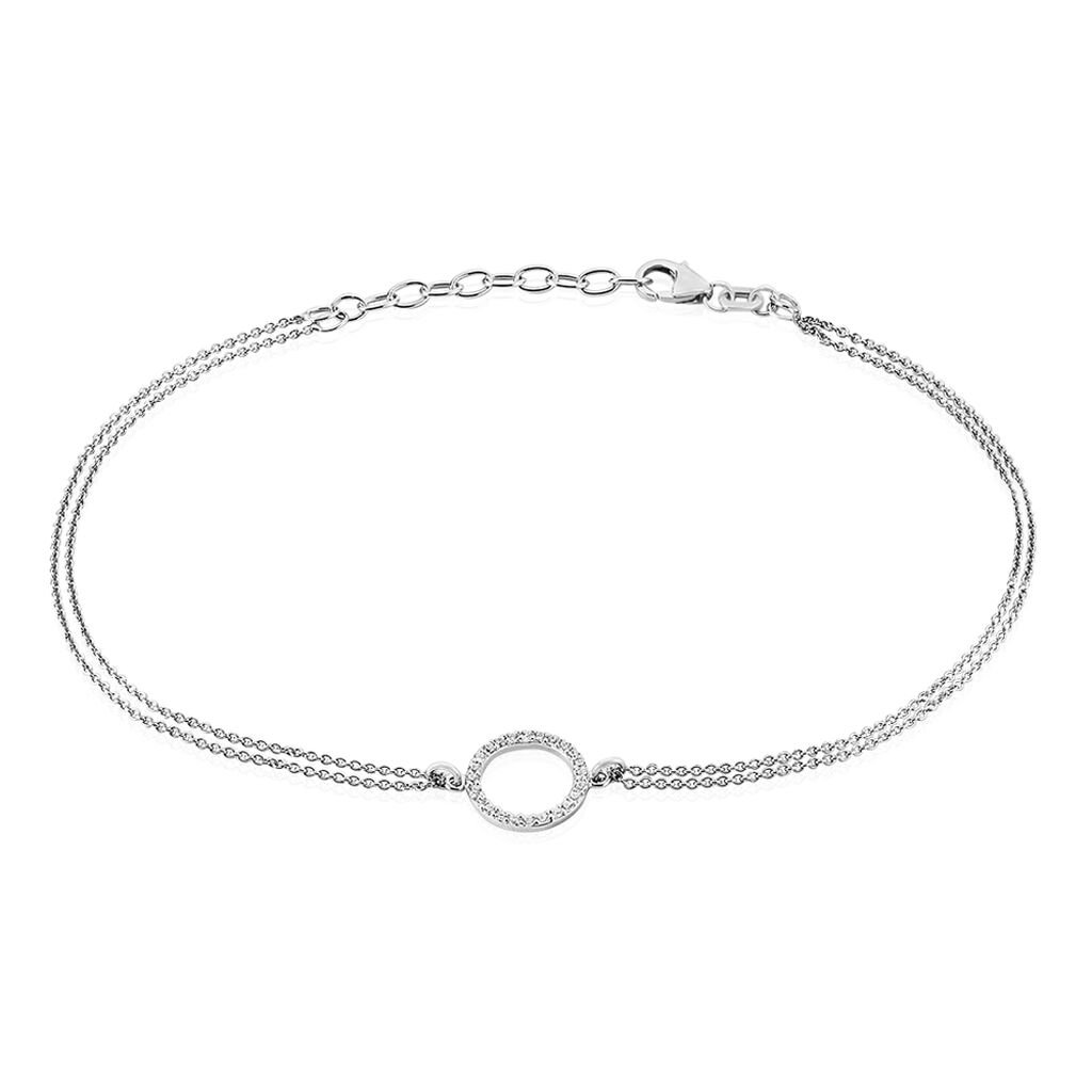 🦚 Damen Fußkettchen Silber 925 Zirkonia Kreis, Fußkette mit Stein
