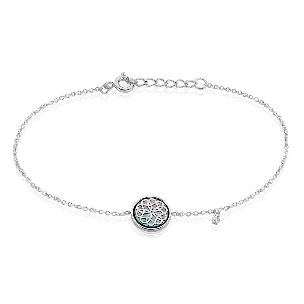 🦚 Damenarmband Silber 925 Zirkonia Perlmutt, Armband mit Stein