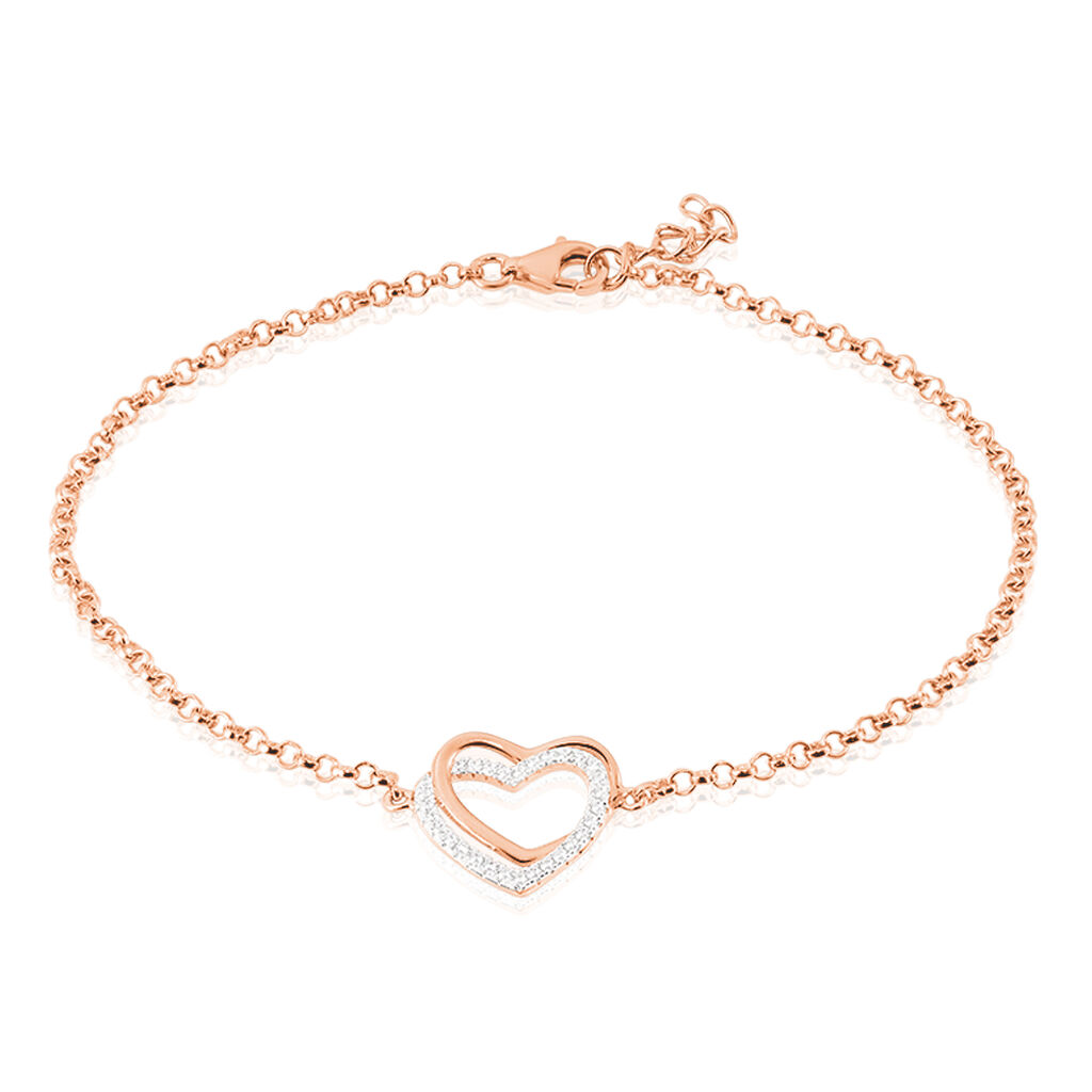 🦚 Damenarmband Silber 925 Rosé Vergoldet Herz, Armband mit Stein