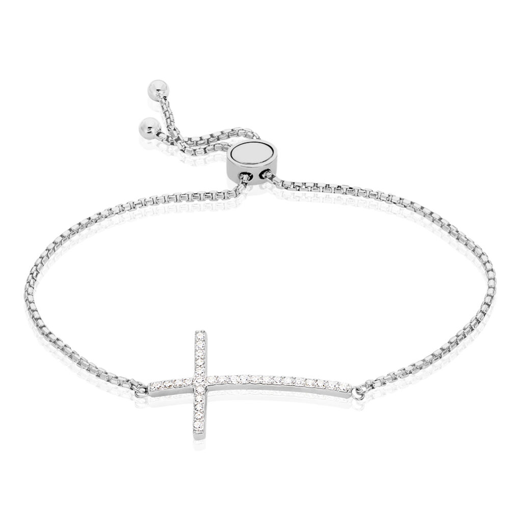 🦚 Damenarmband Veneziakette Silber 925 Kreuz, Armband mit Stein
