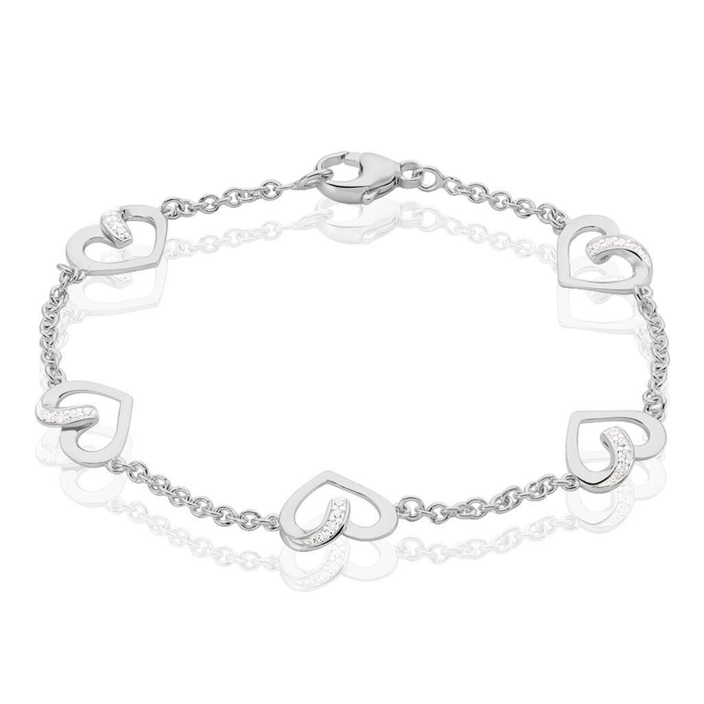🦚 Damenarmband Silber 925 Zirkonia Herz, Armband mit Stein