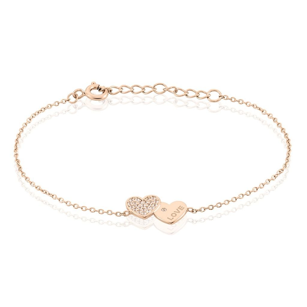 🦚 Damen Armband Silber 925 Rosé vergoldet Zirkonia Herz Dory, Armband mit Stein