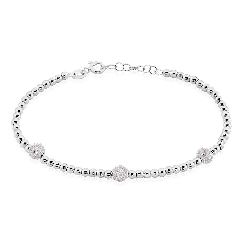 🦚 Damen Armband Silber 925 Zirkonia Ball Brylee 1,00mm, Armband mit Stein