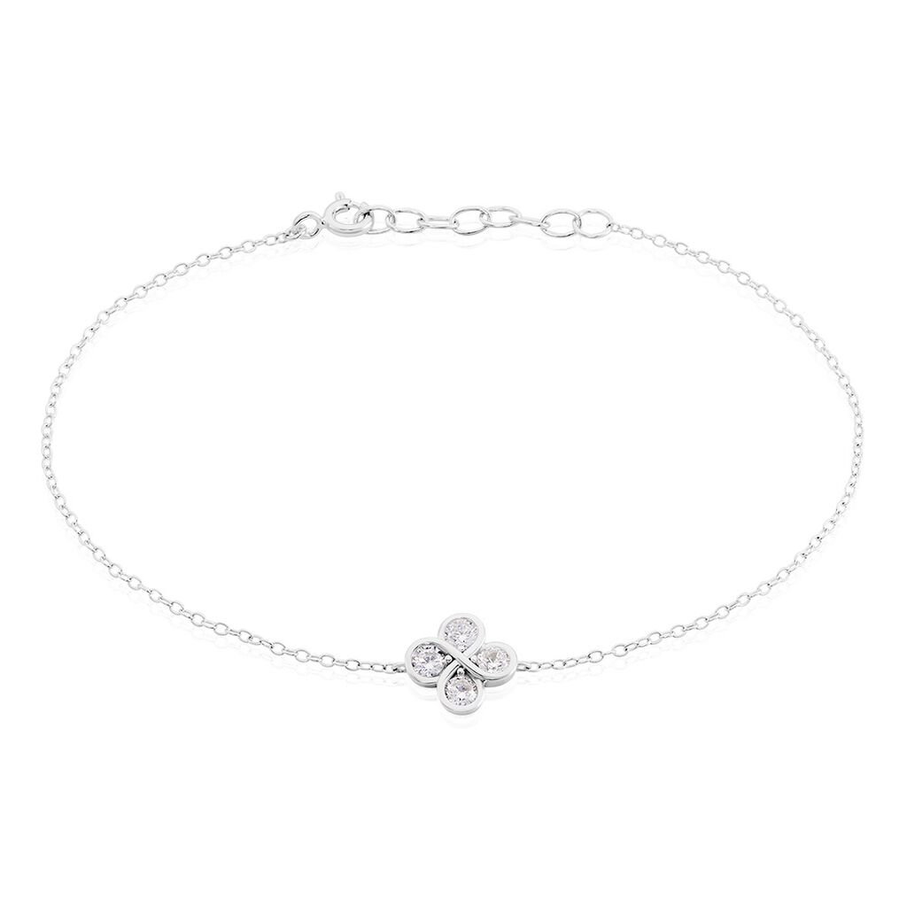 🦚 Damen Armband Silber 925 Zirkonia Kleeblatt Kaiya, Armband mit Stein