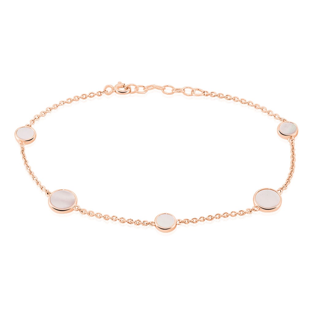 🦚 Damenarmband Silber 925 Rosé Vergoldet Perlmutt, Armband mit Stein