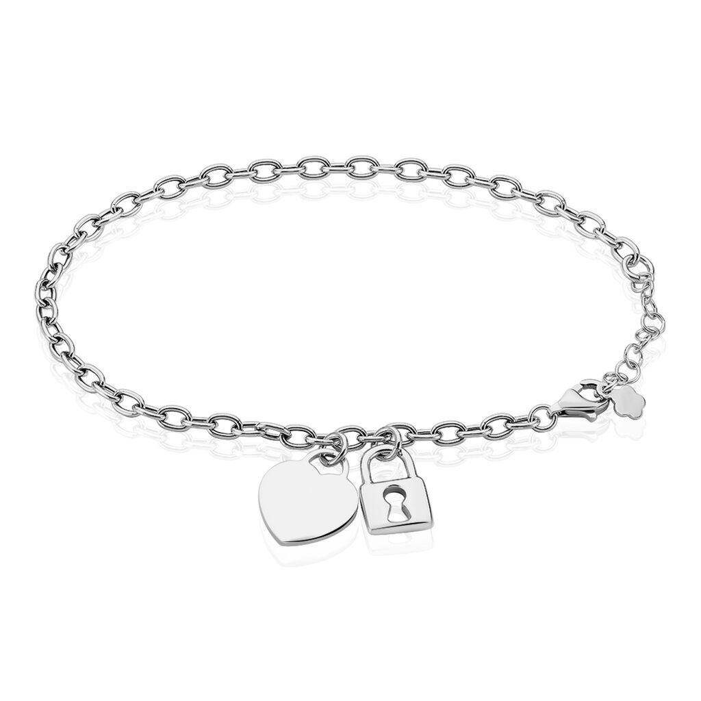 🦚 Damenarmband Silber 925 Herz Schloss Kleeblatt Bitka, Armband ohne Stein