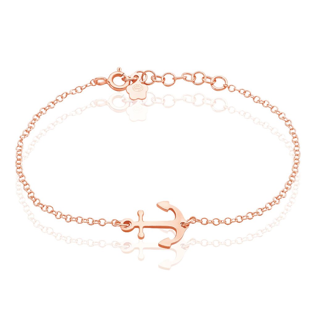 🦚 Damenarmband Silber 925 Rosé Vergoldet Anker, Armband ohne Stein