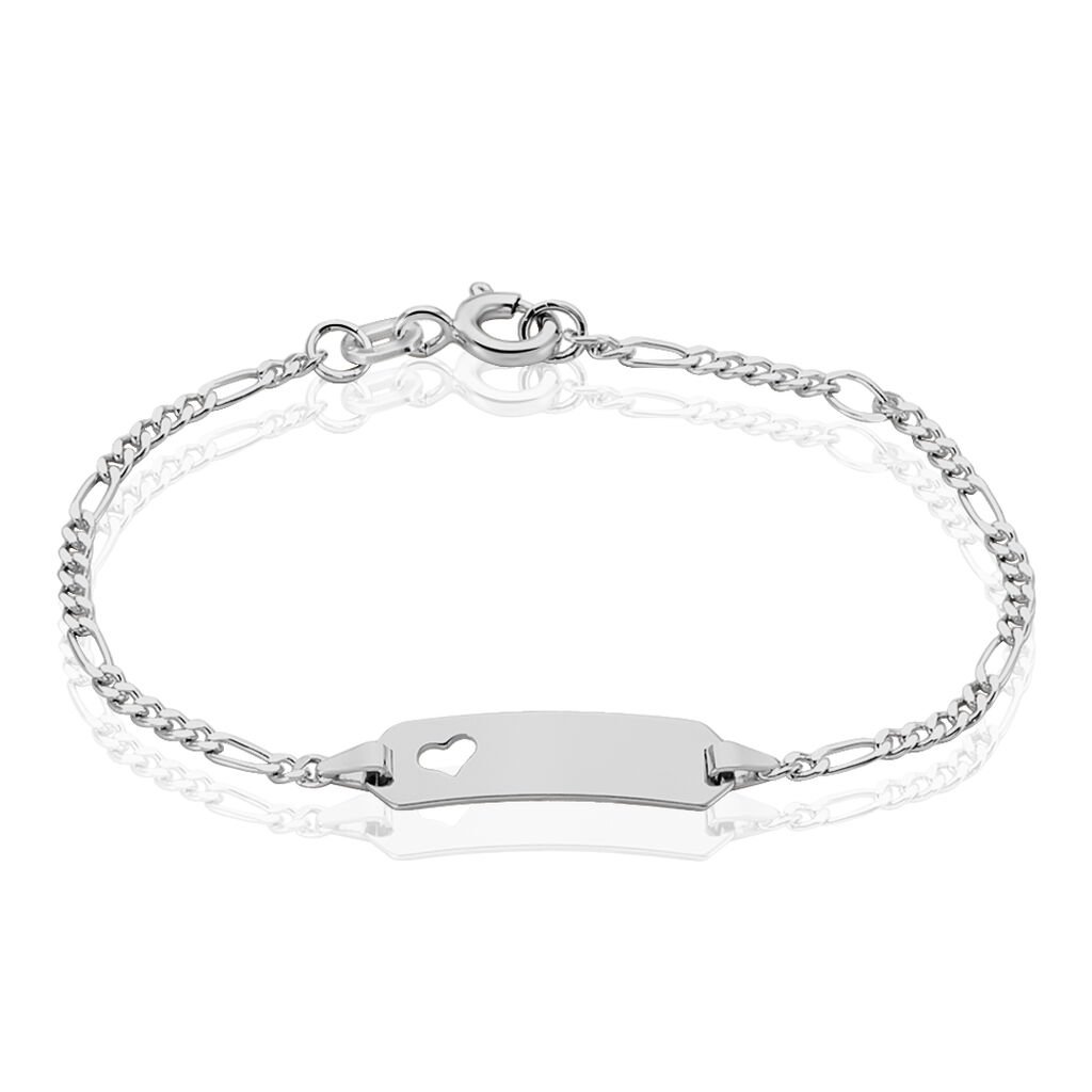 🦚 Kinder Id Armband Figarokette Silber 925 Herz, ID Armband ohne Stein