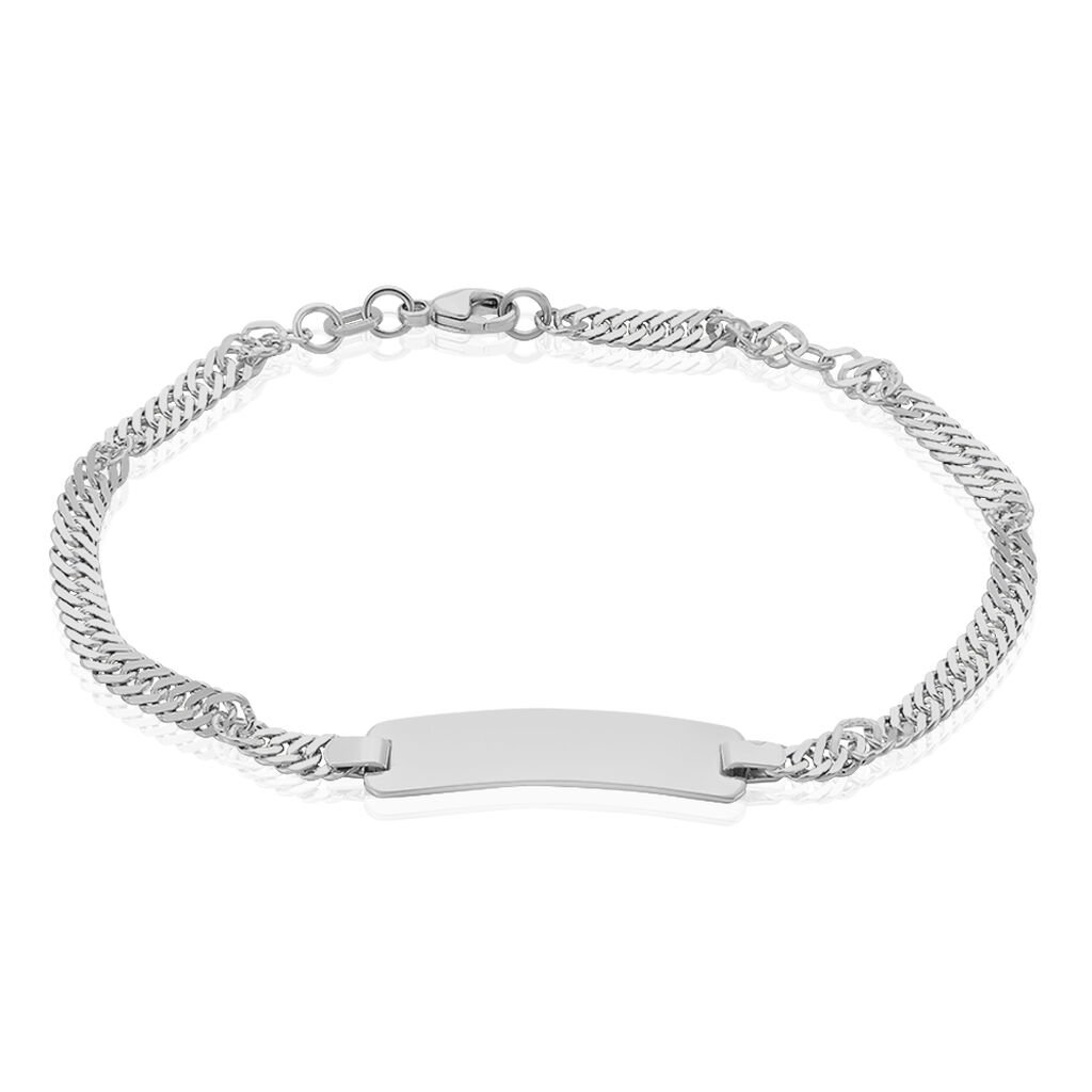 🦚 Unisex Id Armband Singapurkette Silber 925 , ID Armband ohne Stein
